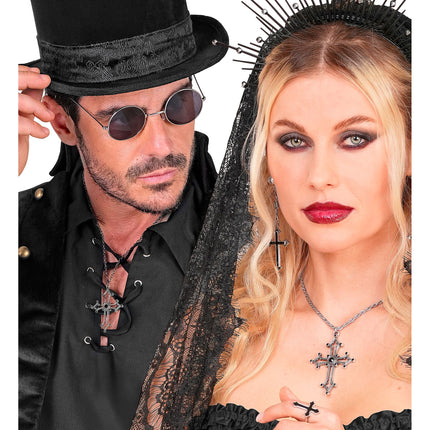 Collier d'Halloween avec croix et pierres précieuses