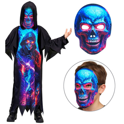 Costume d'Halloween pour enfant « Grim Reaper » fluo