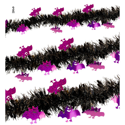 Guirlande d'Halloween Chauve-souris noire et violette 3m