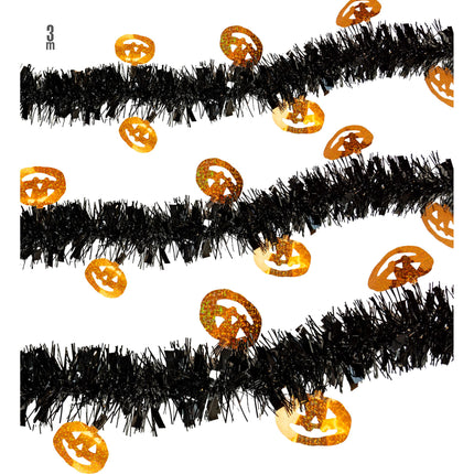 Guirlande d'Halloween Citrouille Orange Noire 3m