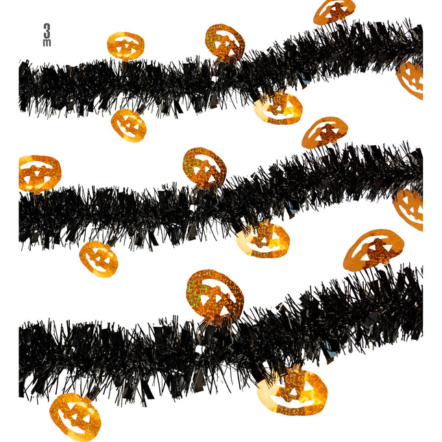 Guirlande d'Halloween Citrouille Orange Noire 3m