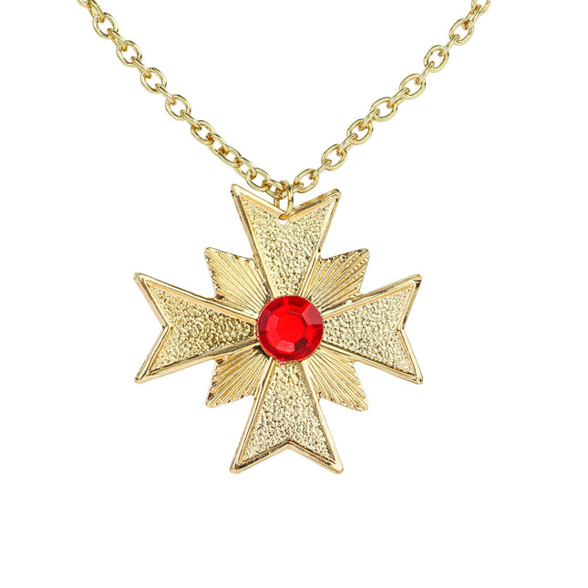 Collier d'Halloween en or avec pierres rouges