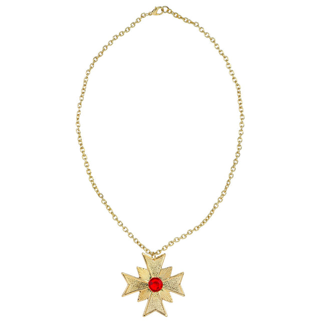 Collier d'Halloween en or avec pierres rouges