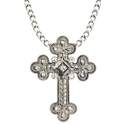 Collier d'Halloween Croix en argent Pierres
