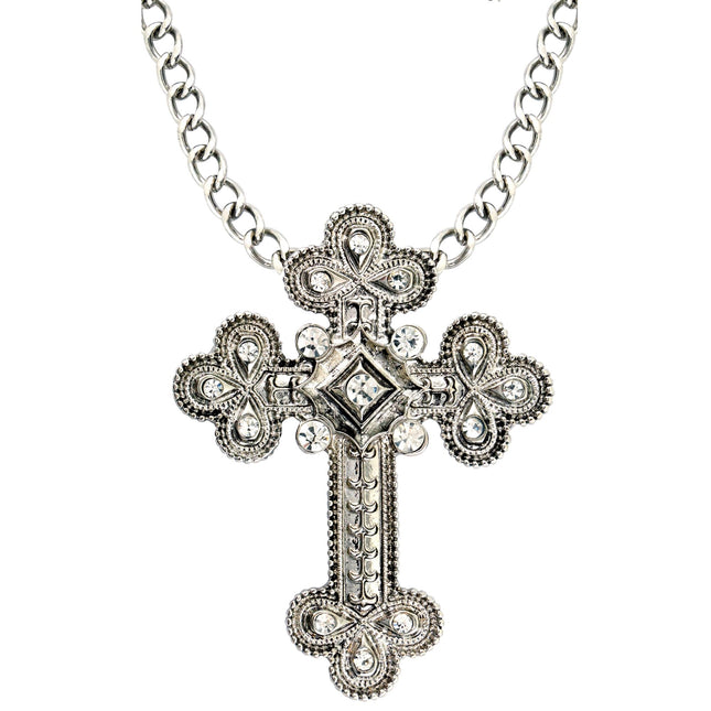 Collier d'Halloween Croix en argent Pierres
