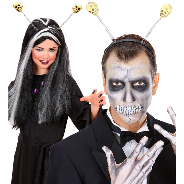 Bandeau d'Halloween crânes blancs