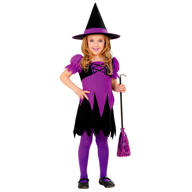 Costume d'Halloween sorcière enfant violet