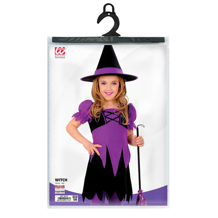 Costume d'Halloween sorcière enfant violet