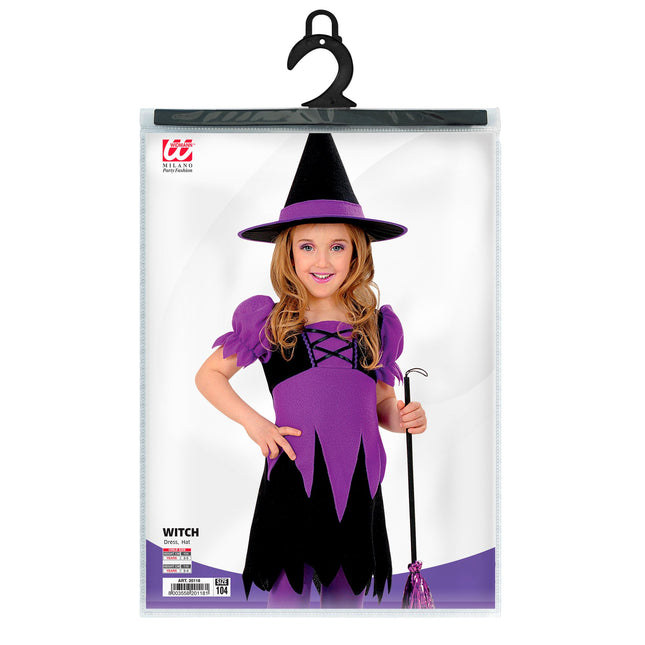 Costume d'Halloween sorcière enfant violet