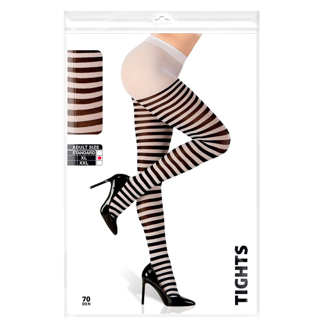 Collants noirs et blancs rayés