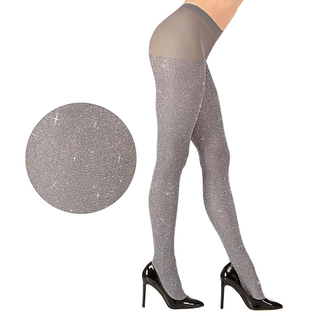Collants argentés avec paillettes