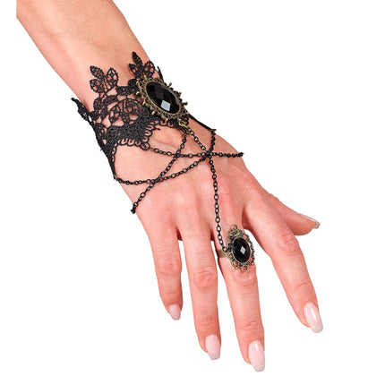 Bracelet d'Halloween dentelle de pierres noires
