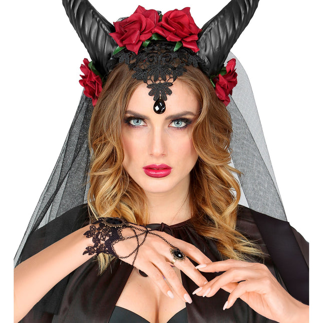 Bracelet d'Halloween dentelle de pierres noires