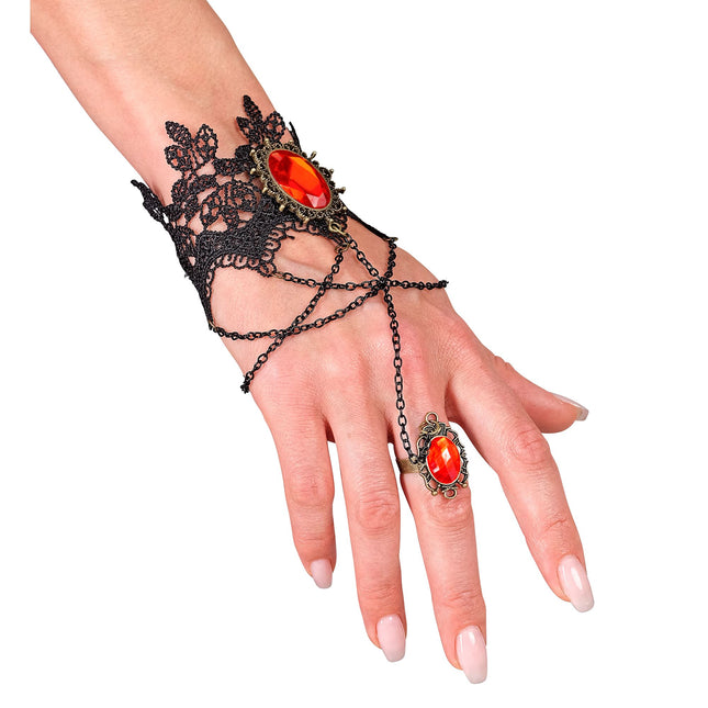 Bracelet d'Halloween Dentelle en pierre rouge