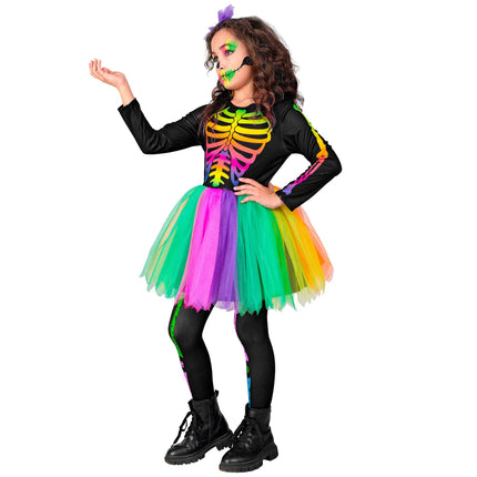 Robe d'Halloween Squelette coloré