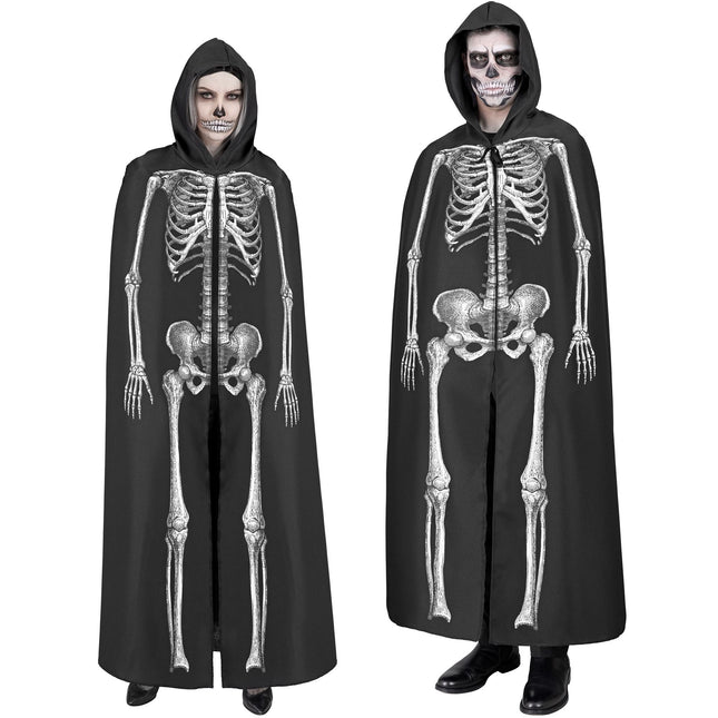 Cape d'Halloween Blanc Noir Squelette 1.5m