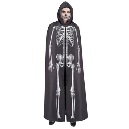 Cape d'Halloween Blanc Noir Squelette 1.5m