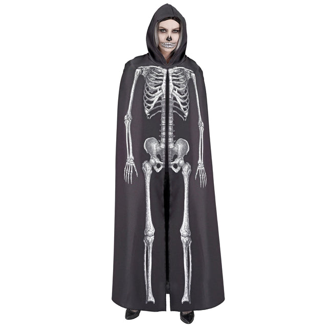 Cape d'Halloween Blanc Noir Squelette 1.5m
