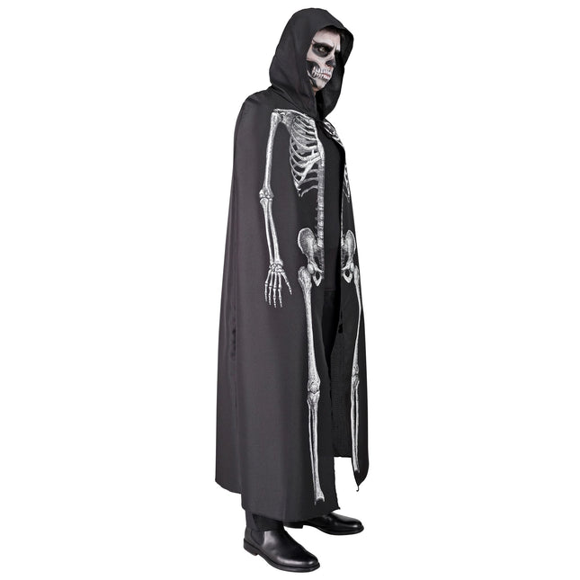Cape d'Halloween Blanc Noir Squelette 1.5m