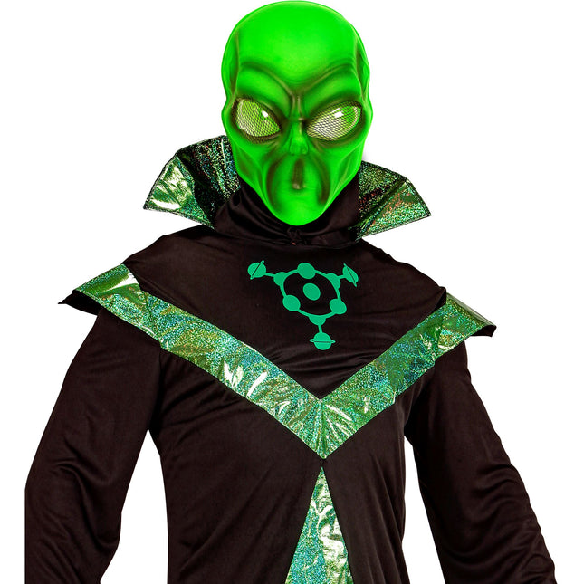 Masque d'Halloween Alien vert en plastique