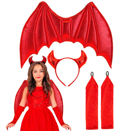 Costume d'Halloween Fille Rouge Duicel 6 pièces