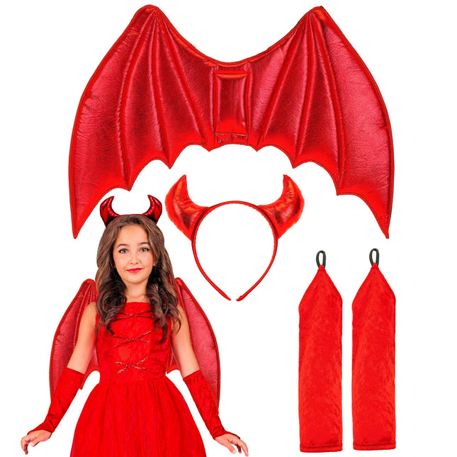 Costume d'Halloween Fille Rouge Duicel 6 pièces