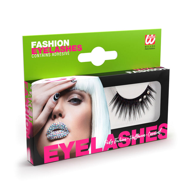 Faux cils noirs avec pierres