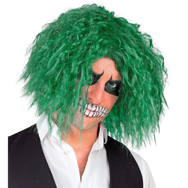 Perruque d'Halloween Clown Vert Boucles