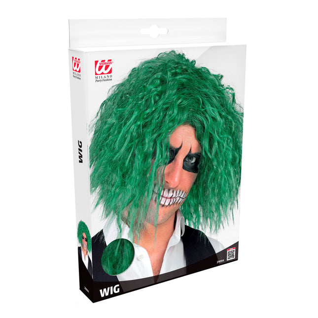 Perruque d'Halloween Clown Vert Boucles