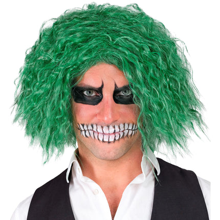 Perruque d'Halloween Clown Vert Boucles