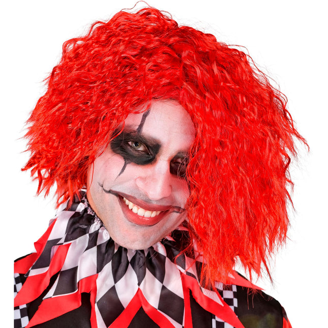 Perruque d'Halloween Clown bouclé rouge