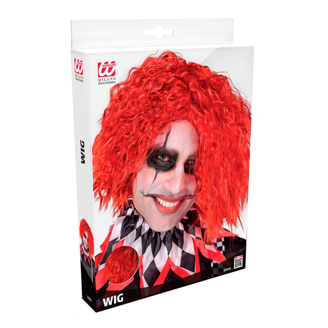 Perruque d'Halloween Clown bouclé rouge