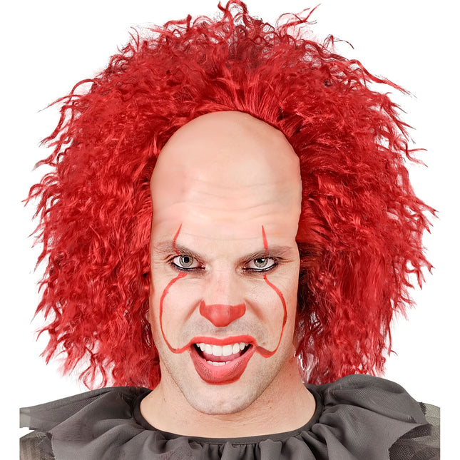 Perruque d'Halloween Clown Rouge Boucles