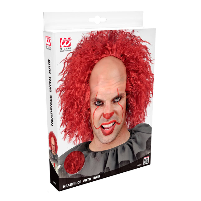 Perruque d'Halloween Clown Rouge Boucles