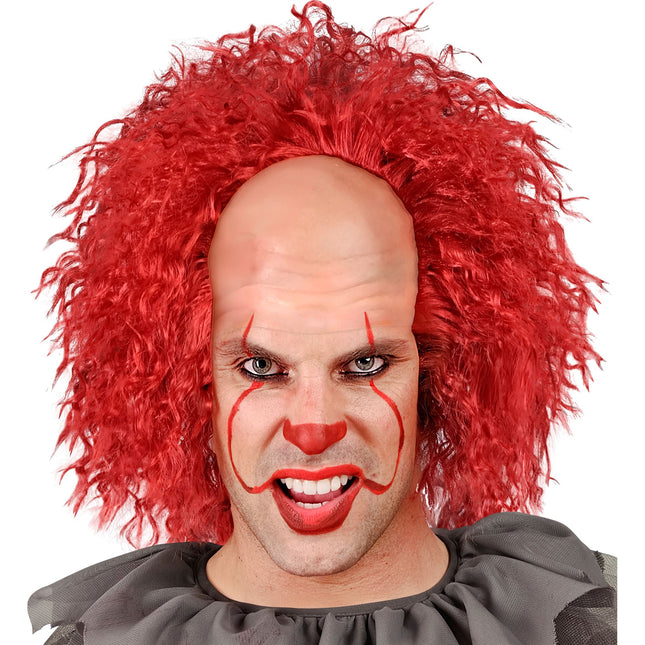 Perruque d'Halloween Clown Rouge Boucles