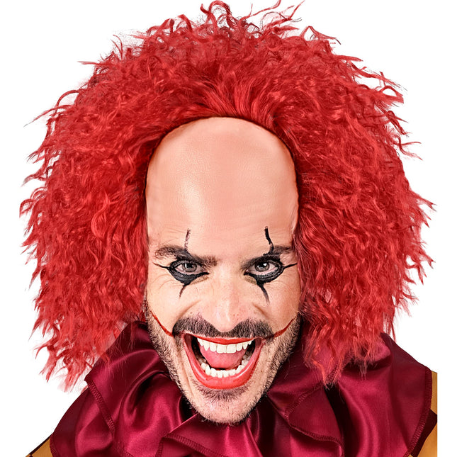 Perruque d'Halloween Clown Rouge Boucles