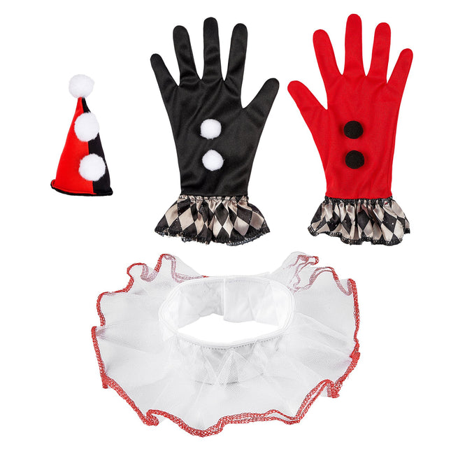 Ensemble d'accessoires d'Halloween Noir Rouge Arlequin