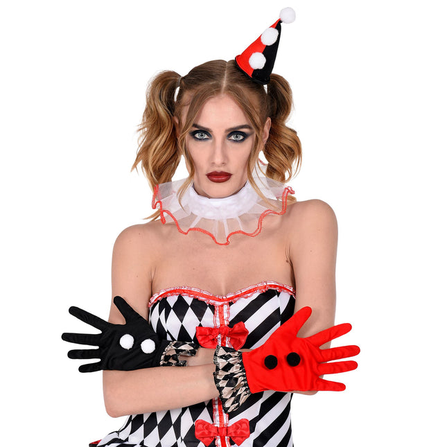 Ensemble d'accessoires d'Halloween Noir Rouge Arlequin