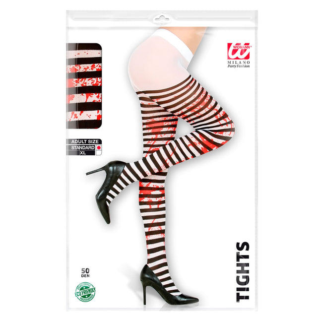 Collants d'Halloween Blancs Noirs Sangs