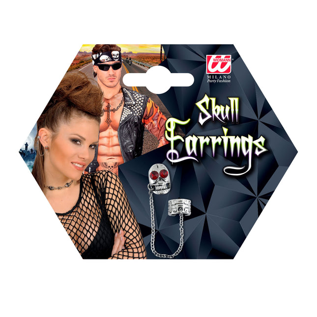 Boucles d'oreilles Halloween Crâne avec pierre précieuse