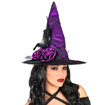 Chapeau d'Halloween sorcière mauve