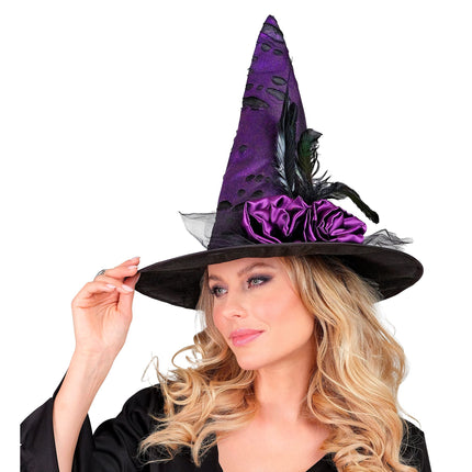 Chapeau d'Halloween sorcière mauve