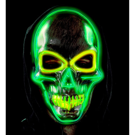 Masque d'Halloween crâne argenté avec lumière