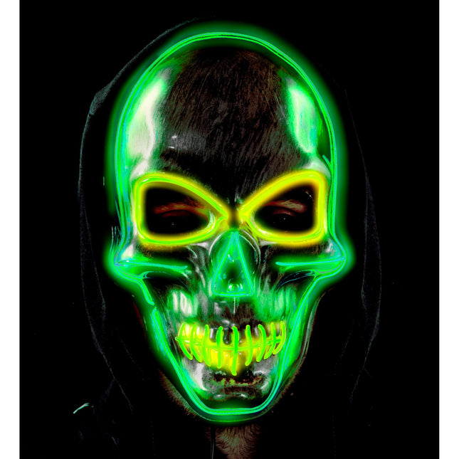 Masque d'Halloween crâne argenté avec lumière
