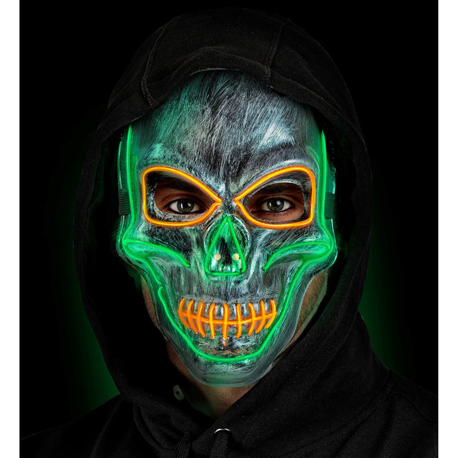 Masque d'Halloween crâne argenté avec lumière