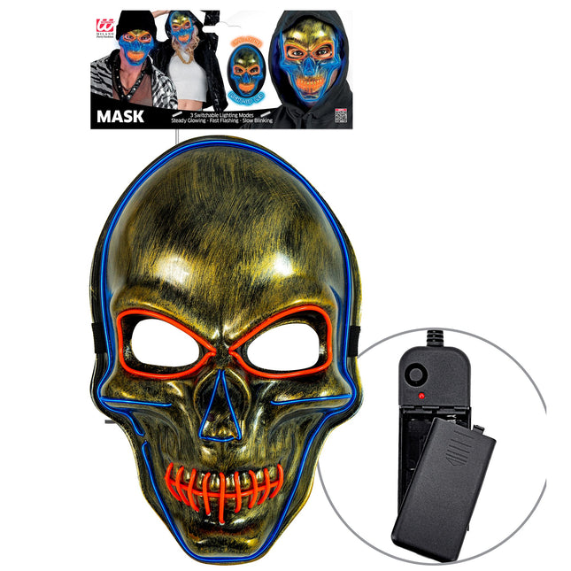Masque d'Halloween Crâne coloré avec lumière