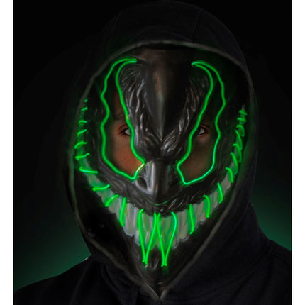 Masque d'Halloween Monstre vert avec lumière