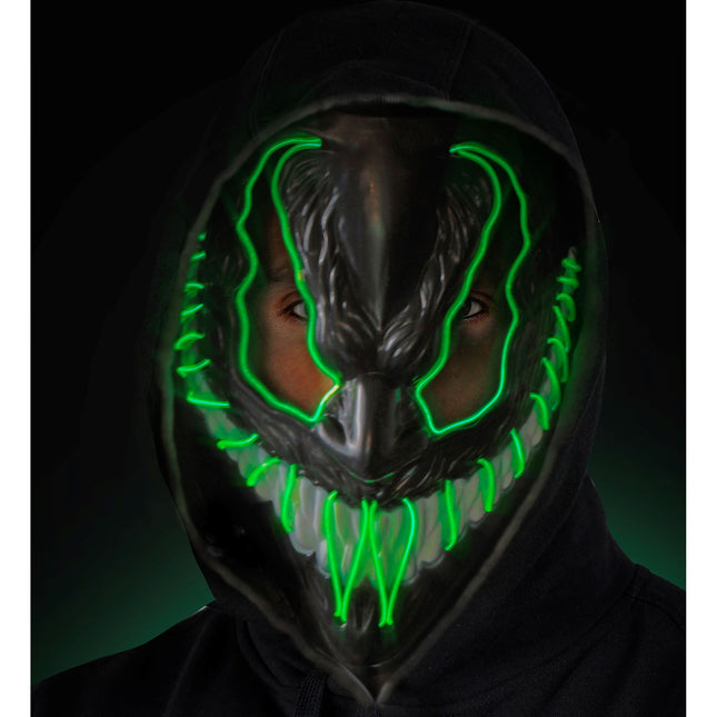 Masque d'Halloween Monstre vert avec lumière