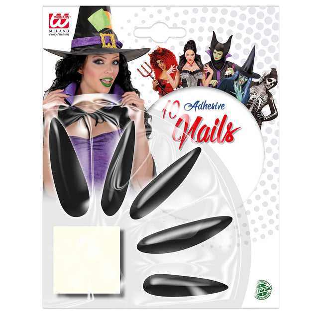 Faux ongles d'Halloween Sorcière noire
