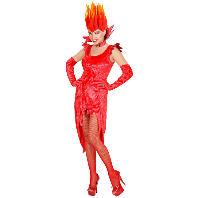 Robe d'Halloween Rouge Dames Velours Diable